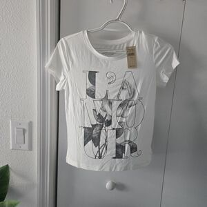 American Eagle Outfitters Girls' White Graphic Tee - L'Amour